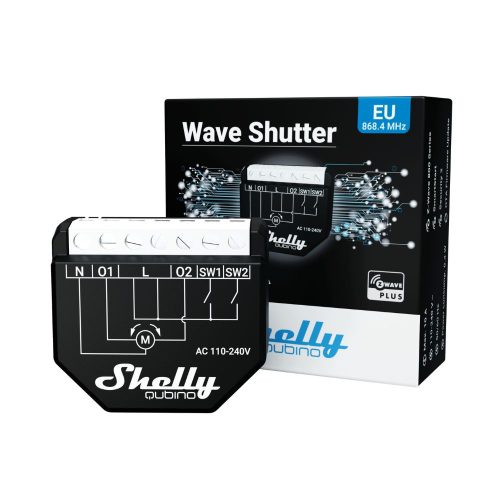 Shelly Qubino Wave Shutter, Z-Wave protokoll kompatibilis okosvezérlés motoros redőnyökhöz, zsaluziákhoz és árnyékolókhoz