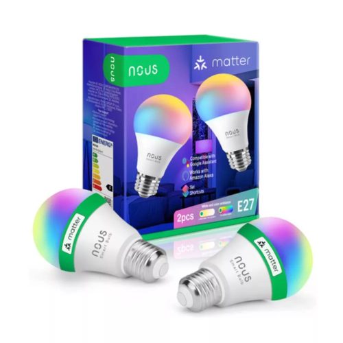 Nous P3 okos Tuya Wi-Fi RGB izzó (E27 foglalat), Matter kompatibilis (2 db)