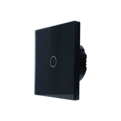  SmartWise T61 UNI Zigbee 3.0 + RF, univerzális bekötésű, 1 áramkörös okos érintőkapcsoló, fekete üveg előlappal