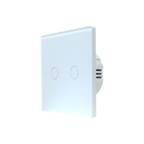   SmartWise T62 UNI Zigbee 3.0 + RF, univerzális bekötésű, 2 áramkörös okos érintőkapcsoló, fehér üveg előlappal