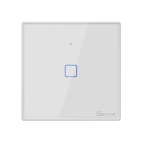 Sonoff TX T2 EU 1C WiFi + RF vezérlésű, távvezérelhető, érintős villanykapcsoló (fehér, kerettel)