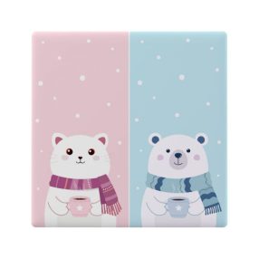   Sonoff TX Ultimate T5-2C WiFi + eWeLink-Remote, érintős 2 gombos villanykapcsoló (fehér) + Rajzfilm mintás előlap