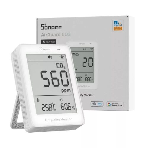 SONOFF AirGuard CO2 SAWF-08P – levegőminőség-érzékelő, Matter, Wi-Fi, fehér