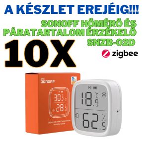  10 darab Sonoff Zigbee (SNZB-02D) hőmérő és páratartalom érzékelő, LCD kijelzővel 