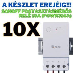   10 darab Sonoff okosrelé (POWR316) POW Origin 16 WiFi-s 16A fogyasztásmérős 